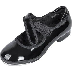 Easy Strap Tap Shoe with Anti-Slip Sole Patch for Girls and Boys Maryjane Dance